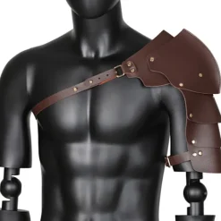 Läder Pauldrons Spaulders Medeltida Axelsskydd Vikingakostym Riddare Krigare Cosplay Larp Tillbehör Halloween Rekvisita Kompatibel med Män Mörkbrun right | Fyndiq> Tillbehör