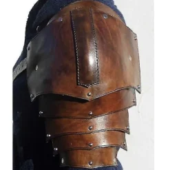 Läder Pauldrons Spaulders Medeltida Axelsskydd Vikingakostym Riddare Krigare Cosplay Larp Tillbehör Halloween Rekvisita Kompatibel med Män Mörkbrun right | Fyndiq><noscript><img width=