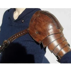 Läder Pauldrons Spaulders Medeltida Axelrustning Vikingakostym Riddare Krigare Cosplay Larp Tillbehör Halloween Rekvisita För Män><noscript><img width=