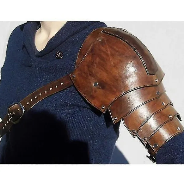 Läder Pauldrons Spaulders Medeltida Axelrustning Vikingakostym Riddare Krigare Cosplay Larp Tillbehör Halloween Rekvisita För Män> Tillbehör