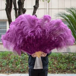 Läder rosa strutsfjäder fläkt hand hopfällbar fjäder fläkt performance dans fläkt fest scen karneval performance rekvisita 60/100cm 44 sås- Perfet 1 pc | Fyndiq> Tillbehör