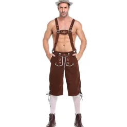 Läderbyxor för män - Äkta tyska läderbyxor för män, Oktoberfest-outfit - Brun-WELLNGS brun L brown><noscript><img width=
