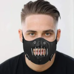 Hiprock Lädermask med andningshål och metallgrill> Masker