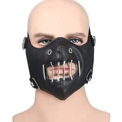 Hiprock Lädermask med andningshål och metallgrill> Masker