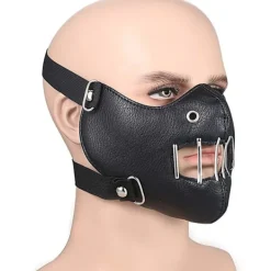 Hiprock Lädermask med andningshål och metallgrill><noscript><img width=