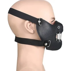 Hiprock Lädermask med andningshål och metallgrill><noscript><img width=