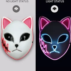 ATELA LED Demon Slayer Mask, Fox Mask Japansk Anime Killer Anime Cosplay Personlighet Mask Rollspel Maskerad Huvudbonad Julfest Kostymtillbehör> Masker