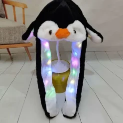 Led Floppy Ear Hat med rörliga öron Barn Öronlapp Pingvin Hat Lysande Hoppande Öron Hat Pingvin><noscript><img width=