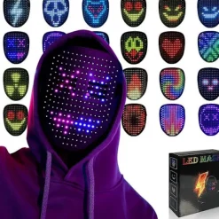 LED Gestigenkänningsmask LED Upplyst Ansiktsförvandlingsmask för Kostym Cosplay Party Maskerad Ljusmask SZRH A-F> Masker