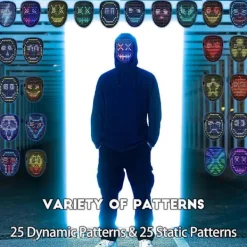 LED Gestigenkänningsmask LED Upplyst Ansiktsförvandlingsmask för Kostym Cosplay Party Maskerad Ljusmask SZRH A-F> Masker