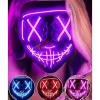 LED Halloweenmask för skräck, självlysande mask för rollspel, LED-karnevalsmaskdräkt med 3 ljuslägen. (Lila)> Masker