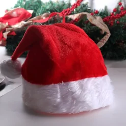 Led julhatt - glödande tomtehatt, julhelgshatt för vuxna, unisex plysch komfort julhattar> Huvudbonader