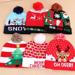 LED Julhatt 2 Stycken LED Färgglad Julhatt Fawn Stickad><noscript><img width=