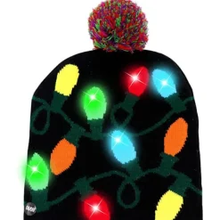 LED Julhatt Lyser Julhattar, Stickade Mössor med 6 Colo> Huvudbonader