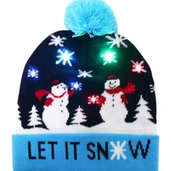 LED Julhatt, Unisex Lysande Julhatt Stickad Mössa Hol> Huvudbonader