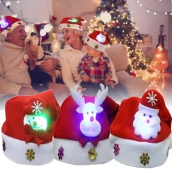 LED Julhattar Snögubbe Renar Jultomte Hattar för Vuxna Barn Familj Julklapp> Huvudbonader