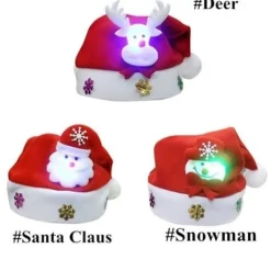 LED Julhattar Snögubbe Renar Jultomte Hattar för Vuxna Barn Familj Julklapp><noscript><img width=
