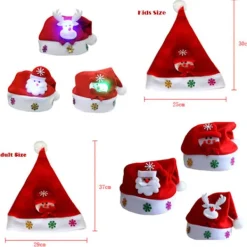 LED Julhattar Snögubbe Renar Jultomte Hattar för Vuxna Barn Familj Julklapp><noscript><img width=