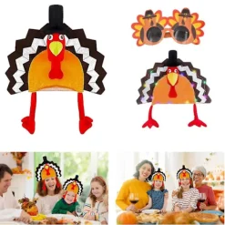 LED Kalkonhatt för Vuxna Barn Tecknad Plyschhatt Party Huvudbonad Thanksgiving Fotorekvisita Hatt Roliga Kostymtillbehör Open screen turkey h> Huvudbonader