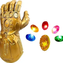 LED Ljus Upp Infinity Gauntlet Thanos Handskar med Avtagbara Magnetiska Infinity Stenar> Tillbehör
