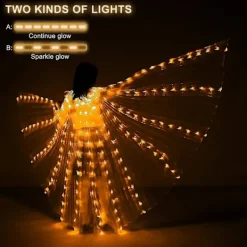 LED Luminous Stora Vingar Vuxen Varm Ljus Gyllene Vingar Fjärilskappa Barföreställning Fluorescerande Rekvisita, Halloween Dekoration Kläder><noscript><img width=
