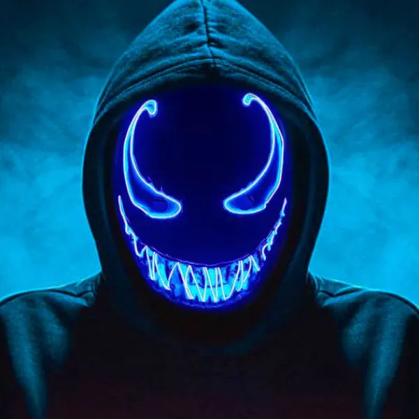 LED Mask Halloween, LED Halloween Mask, Purge Mask med 3 ljuslägen, Lysande Halloweenmask för män kvinnor barn Blå> Masker