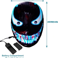 LED Mask Halloween, LED Halloween Mask, Purge Mask med 3 ljuslägen, Lysande Halloweenmask för män kvinnor barn Blå><noscript><img width=