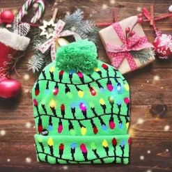 GIFT OF G LED Stickad Upplyst Julhatt Flerfärgad Vinter Julhatt><noscript><img width=