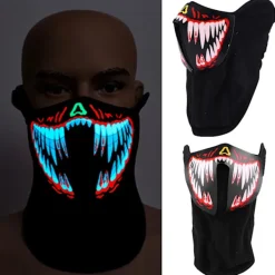 LED Stor Terror Mask Röstaktiverad Musikmask för Festival Party Dans Röd> Masker