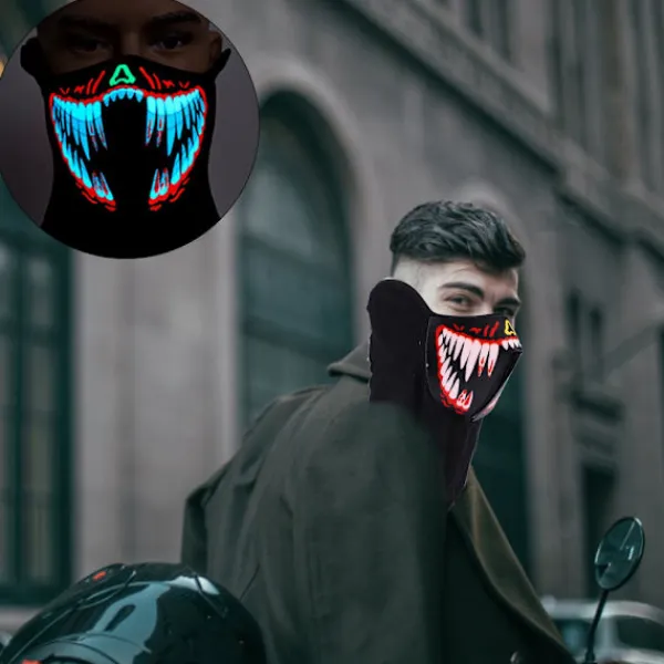 LED Stor Terror Mask Röstaktiverad Musikmask för Festival Party Dans Röd> Masker