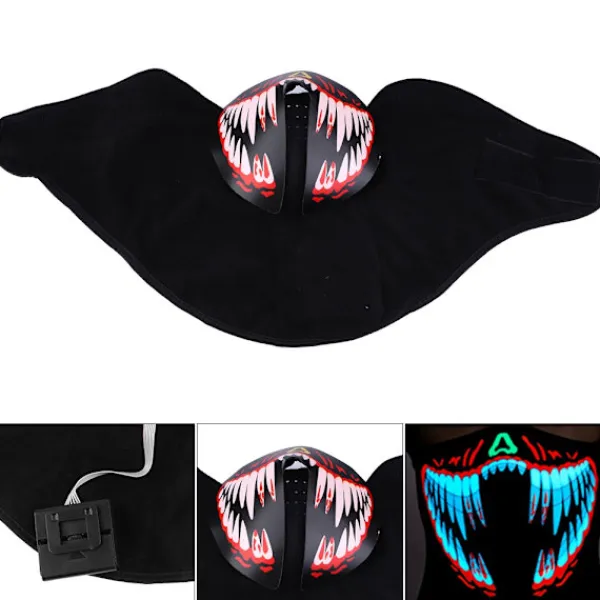 LED Stor Terror Mask Röstaktiverad Musikmask för Festival Party Dans Röd> Masker