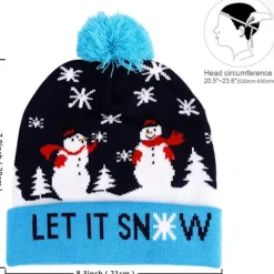 wxsp LED Tomteluva, Lysande Tomteluva, Unisex Stickad Mössa, Partyhatt, Snögubbe Mönster, Lämplig för Fester Julstickad Mössa><noscript><img width=