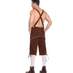 Lederhosen för män - Äkta läder Traditionella Tyska Lederhosen för män, Oktoberfest-outfit - Kort Ljusbrun Brun M><noscript><img width=