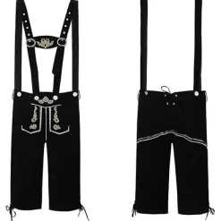 Lederhosen Vuxna - Äkta Läder Autentiska Tyska Lederhosen För Män, Oktoberfest Outfit Svart[YDE] {F3441} L> Dräkter
