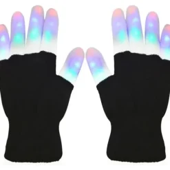 LED-handskar – Flerfärgade blinkande partyhandskar för Halloween & rave – Svart> Tillbehör