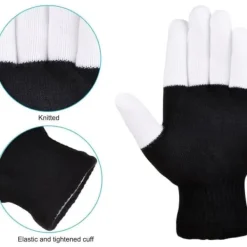 LED-handskar – Flerfärgade blinkande partyhandskar för Halloween & rave – Svart><noscript><img width=