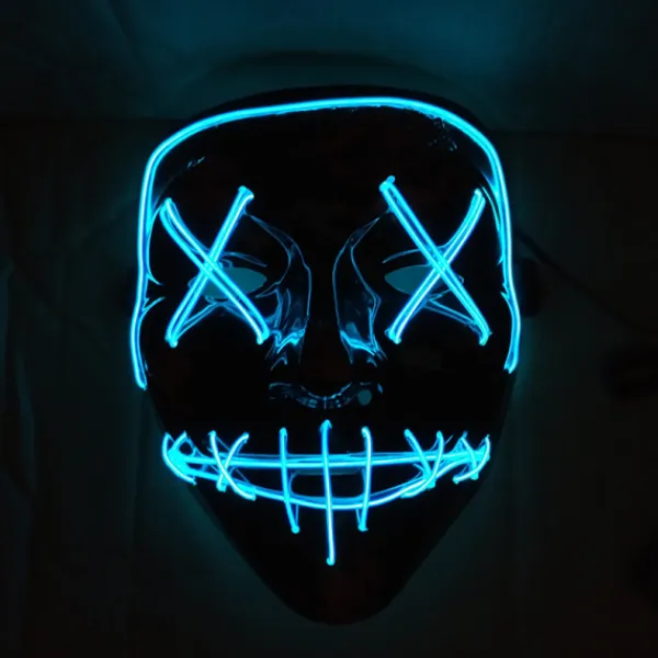 LED-ljusmask EL-tråd lyser upp The Purge-film kostym ljus P Blå onesize> Masker