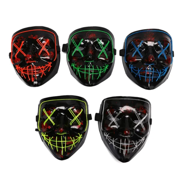 LED-ljusmask EL-tråd lyser upp The Purge-film kostym ljus P Blå onesize> Masker