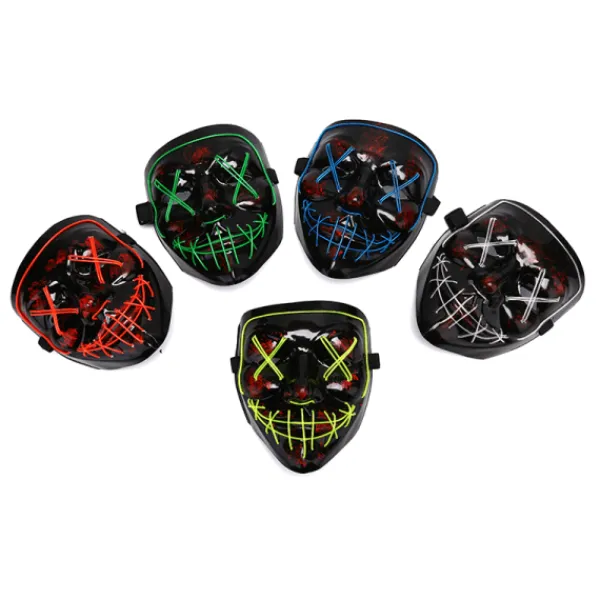 LED-ljusmask EL-tråd lyser upp The Purge-film kostym ljus P Blå onesize> Masker