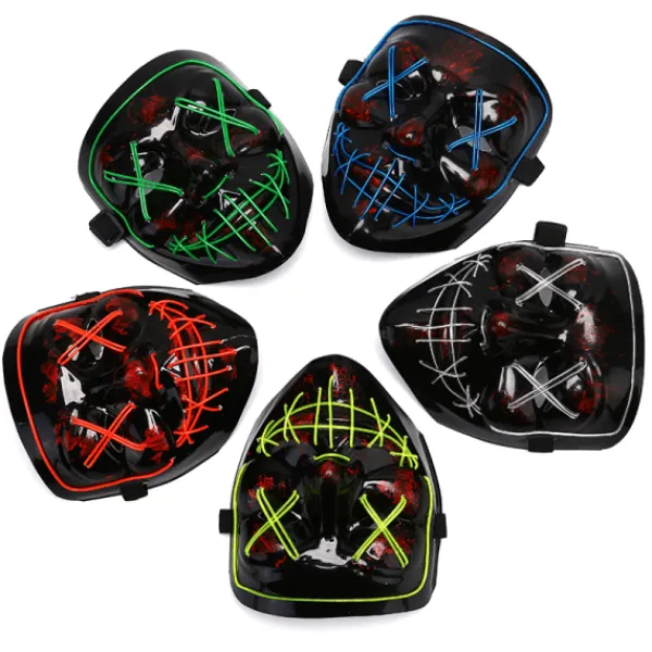 LED-ljusmask EL-tråd lyser upp The Purge-film kostym ljus P Blå onesize> Masker