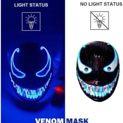 LED-mask för Halloween, Purge-mask med 3 ljuslägen, Ljus upp Halloween-mask för män, kvinnor och barn, blå> Masker
