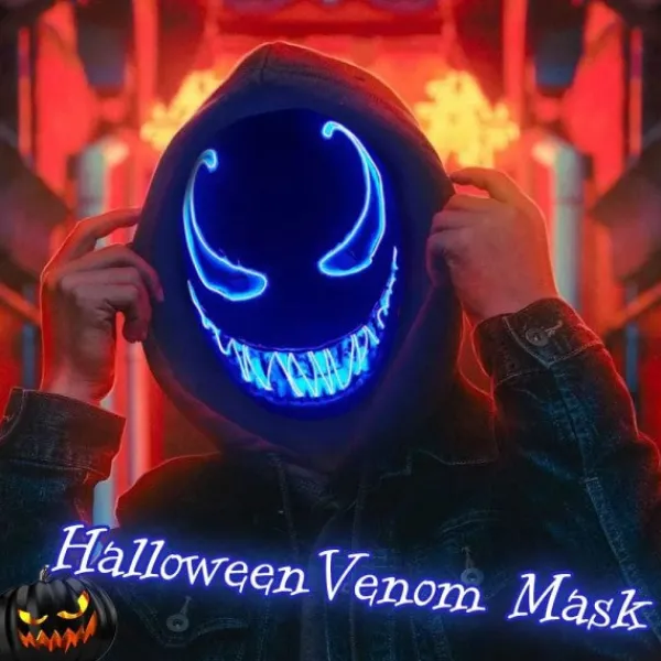 LED-mask Halloween, LED Halloween-mask, Purge-mask med 3 ljuslägen, Ljusupp Halloween-mask för män kvinnor barn blå> Masker