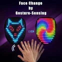 LED-mask med geststyrning, cool ansiktsmorfande mask, perfekt present till Halloween, jul, födelsedag, rollspel, fest><noscript><img width=