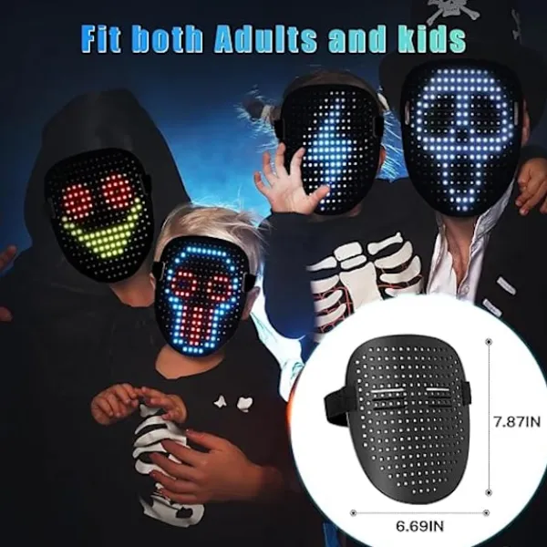 LED-mask med geststyrning, cool ansiktsmorfande mask, perfekt present till Halloween, jul, födelsedag, rollspel, fest> Masker