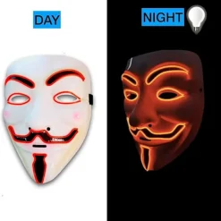 LED-mask V för Vendetta Mask EL-tråd Lyser Upp för Halloween Kostym Cosplay Fest> Masker