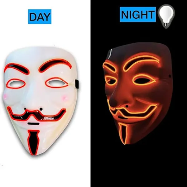 LED-mask V för Vendetta Mask EL-tråd Lyser Upp för Halloween Kostym Cosplay Fest> Masker