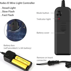 LED-reningsmask, Halloweenmask, LED-skräckmask i mörkret, Halloween-reningsmask, med 3 ljuslägen, lämplig för kostymlekar-FF-><noscript><img width=