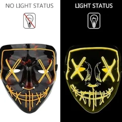 LED-skräckmask, Halloween-mask, rensning med 3x ljuseffekter, Con> Masker