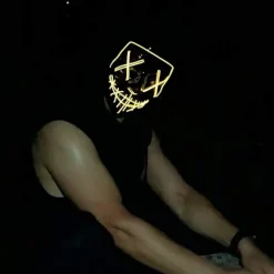 LED-skräckmask, Halloween-mask, rensning med 3x ljuseffekter, Con><noscript><img width=