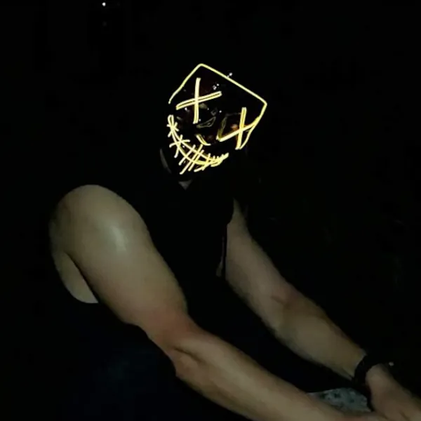 LED-skräckmask, Halloween-mask, rensning med 3x ljuseffekter, Con> Masker